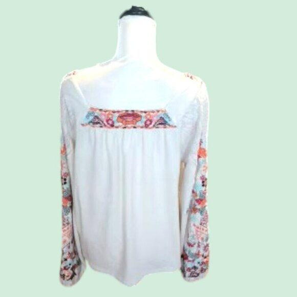 Soft Surroundings White Long Sleeve Embroidered Colorful Southwest Style… - Picture 2 of 5